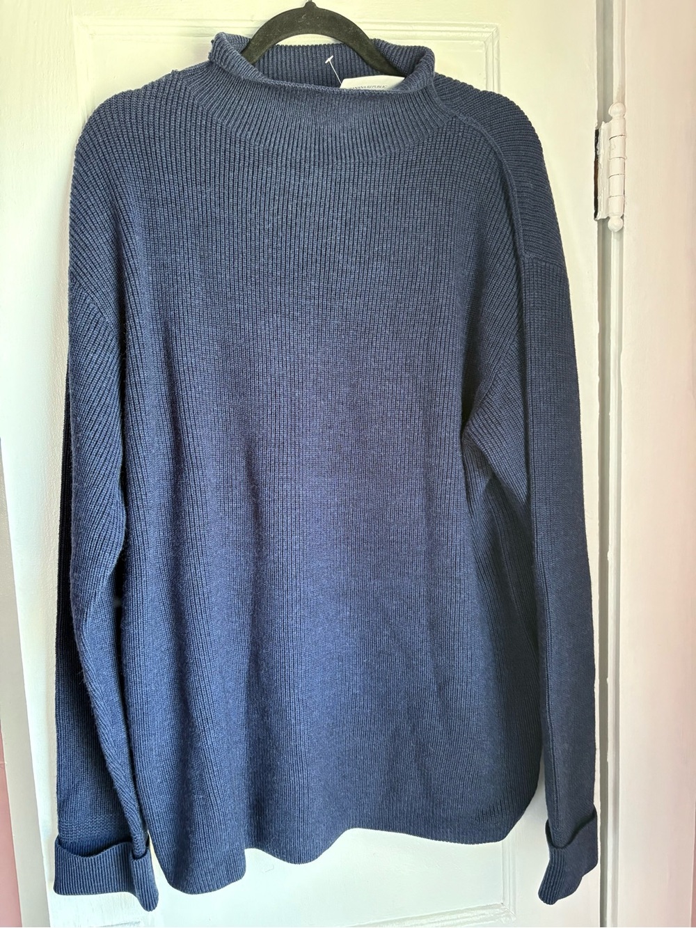 Banana Republic Merino Submariner Ribbed Turtleneck Sweater NWT XL Navy